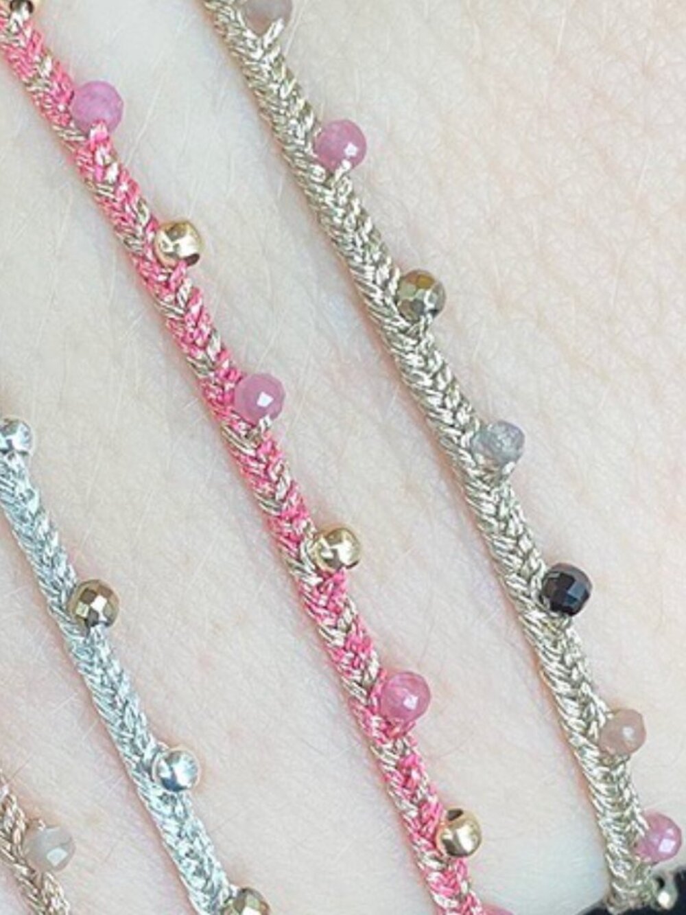 ISO LeJu Pink and Gold Thread Braided Bracelet